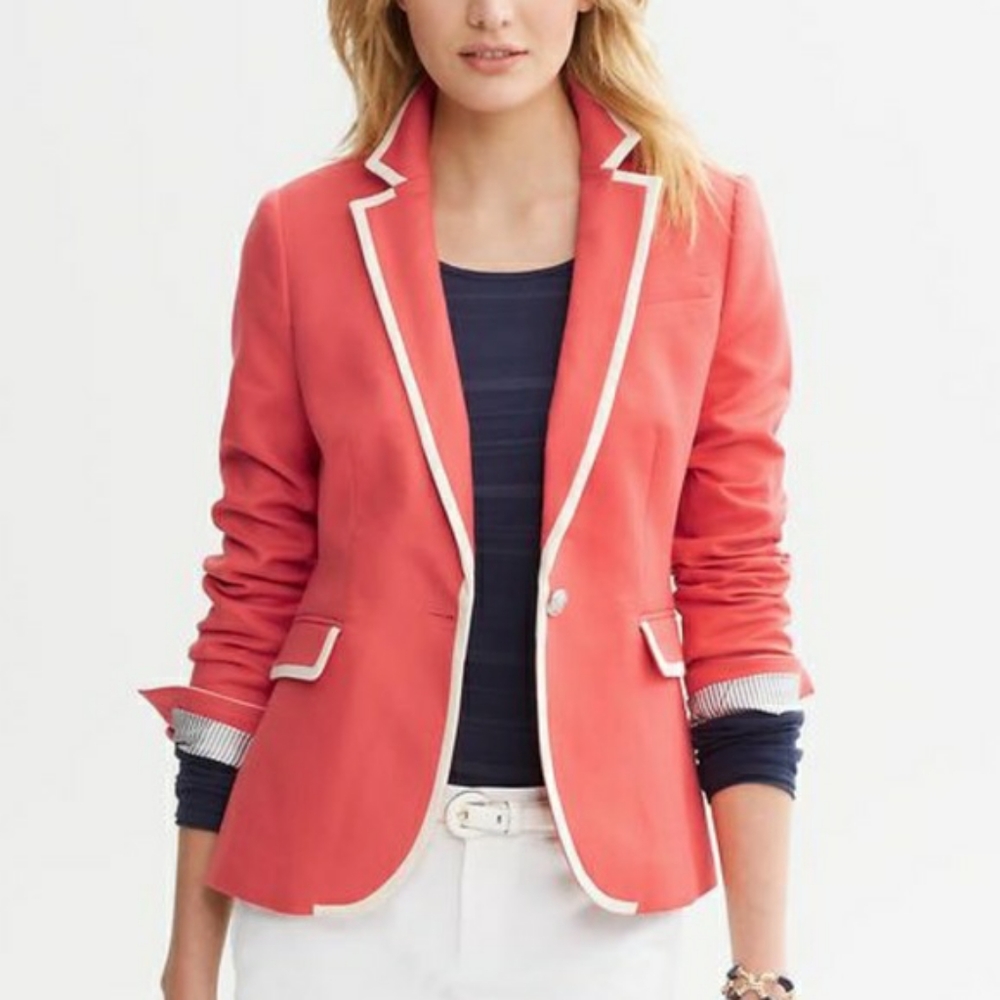 Coral Contrast-Trim Blazer - Women's